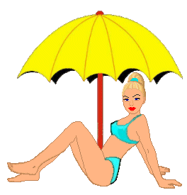 Kobieta pod parasolem w stroju kąpielowym